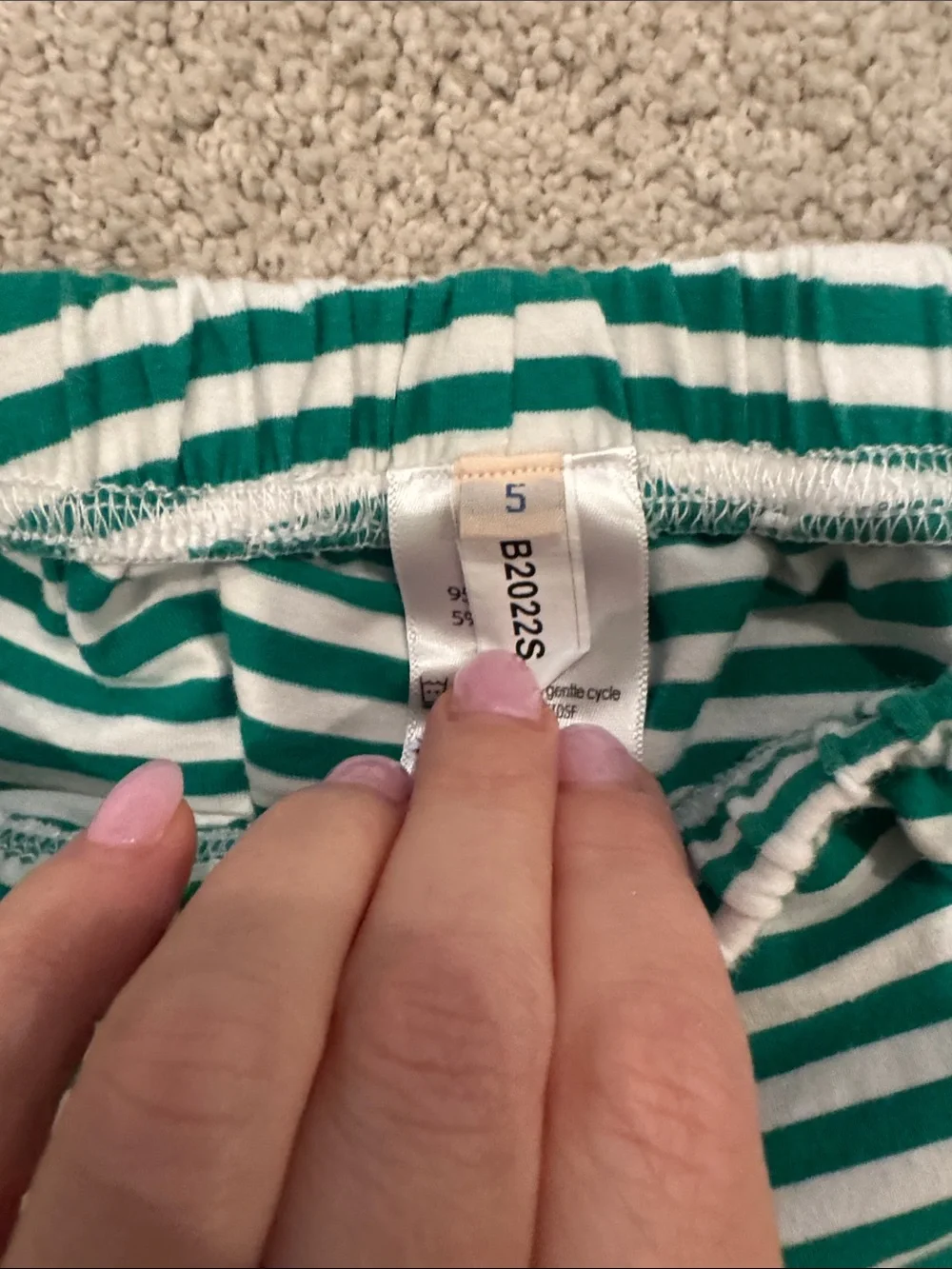 White Tool Appliqué Kids Matching Set with Green Striped Shorts
